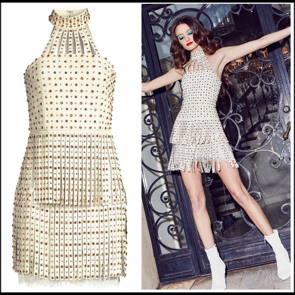 Alice and Olivia “Maddie Studded Leather Dress”